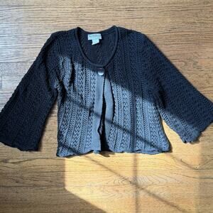 VTG North Style Black Crotched Cardigan Size Medium